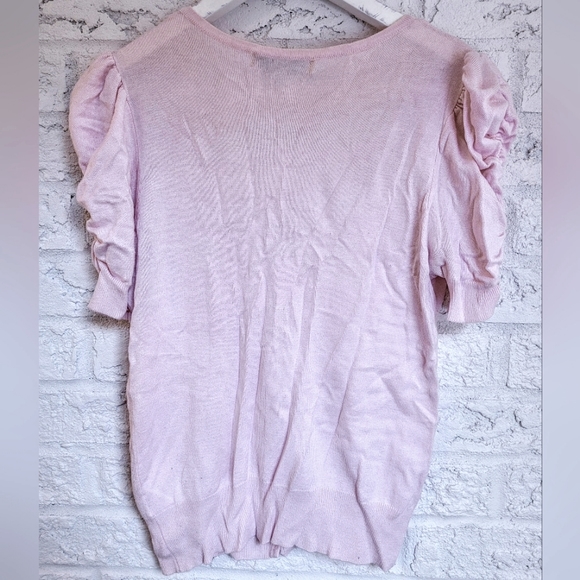 Pink Puff-Sleeve Cardigan - Picture 4 of 5